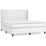 vidaXL Boxspringbett mit Matratze Weiß 180x200 cm Kunstleder
