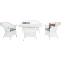 KRINES HOME Exklusives Gartenmöbel Set Sofa 2 Sessel mit Tisch PE Rattan wetterfest Garten Sitzgarnitur Polyrattan Sitzgruppe 4 Personen (Weiss) - Weiß