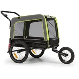 KLARFIT Fahrradkinderanhänger Husky Vario 2-in-1 Hundeanhänger, Hund Fahrradanhänger Hundewagen Anhänger Fahrrad Hundefahrradanhänger grün