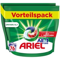 Ariel Waschmittel Pods All-in-1, Waschmittel 76 Waschladungen, Universal+, Kraftvolle Fleckenentfernung in nur 1 Waschgang