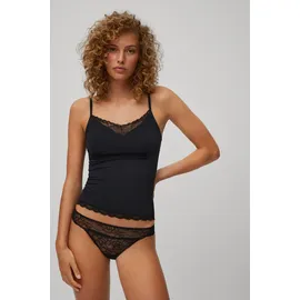 Ysabel Mora Spaghettitop YSABEL MORA, Damen, Gr. XL, schwarz, Mikrofaser, Obermaterial: 90% Polyamid, 10% Elasthan, figurbetont hüftlang, V-Ausschnitt, Tops, elastisch, Spitzeneinsatz, schmale Träger, femininer Stil