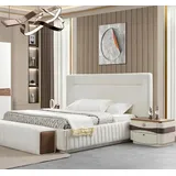 Xlmoebel Schlafzimmer-Set 3-teiliges Schlafzimmer-Ensemble mit luxuriösem Designbett und 2, (3tlg. Schlafzimmer Set (Bett + 2x Nachttische), Hergestellt in Europa weiß