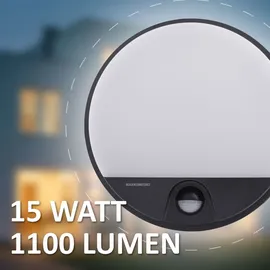 Maxkomfort GmbH ALMAZ LED Außenwandleuchte schwarz mit Bewegungssensor – 15W, 1100lm, IP54, 140° Erfassung - Schwarz