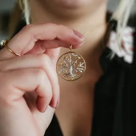 Julie Julsen Kette mit Anhänger Lebensbaum mehrfarbig / Silber