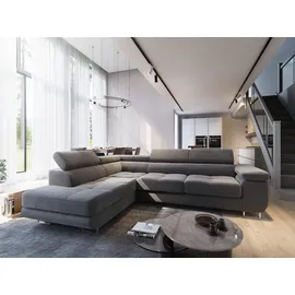 masseno Ecksofa Velours 5-Sitzer Grau