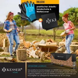 Kesser Kaminholzregal 260 x 36 x 117 cm schwarz inkl. Abdeckung + Handschuhe