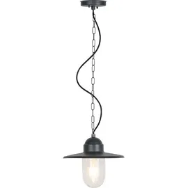 QAZQA Hängelampe Stahl/Glas IP44 E27 spritzwassergeschützt anthrazit