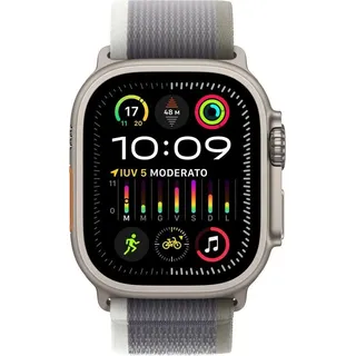 GPS + Cellular 49 mm Titangehäuse natur, Trail Loop grün/grau M/L