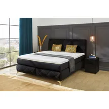 Jockenhöfer Boxspringbett "Leyla, inklusive 7-Zonen-TTFK-Matratzen und Kaltschaumtopper", schwarz (schwarz 372, 06), B:192cm L:215cm, Bezug Bett: samtähnlich (100% Polyester);Topper und Matratzenspiegel: 100% Polyester;Bezug Kissen: 66% Polyester, 34% Viscose,