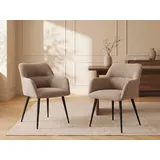 Stuhl 6er-Set - Stoff & Metall - Beige - HEKA