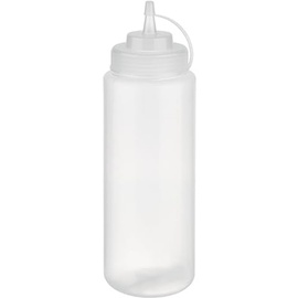 APS Quetschflasche, Ø 8 cm, Höhe 26,5 cm, 1.025 ml, Polyethylen, transparent, mit Schraubdeckel und Verschlusskappe