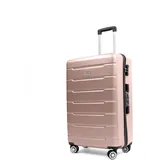 Easy Move ABS Hartschalenkoffer - Reisekoffer mit 360° Rädern, Zahlen-Schloss -, Hartschalenkoffer, Luggage, Trolley Koffer (Rose Gold, Large 65cm)