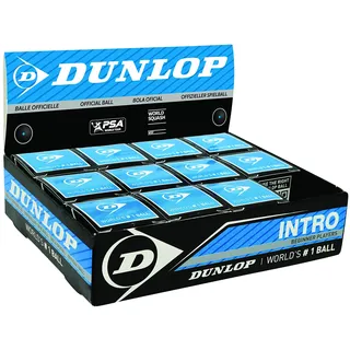 Dunlop Squashbälle Intro Blau, 12 Stück, für Einsteiger und Hobbyspieler – Speed schnell
