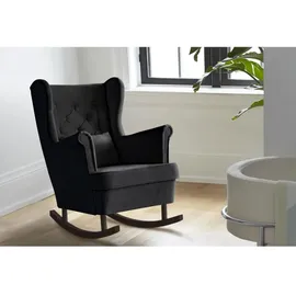 beautysofa SCHAUKELSTUHL Fabio schwarz mit Wenge Beinen