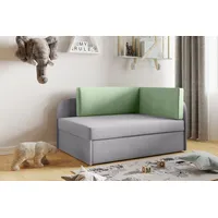 Fun Möbel Kindersofa Sofa Kindersofa Schlafsofa inkl. Bettkasten MAILO Seite Li o. Re, mit Schlaffunktion grau|grün