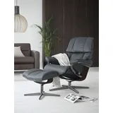 Stressless Stressless® »Reno«, (Set, Relaxsessel mit Hocker), mit Hocker, mit Cross Base, Größe S, M & L, Holzakzent Braun blau