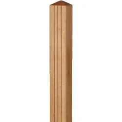 90x90 mm Bangkirai Spitzkopf-Pfosten mit Deko-Nuten, KD, gehobelt, Länge: 2,13 m