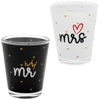 SHEEPWORLD Schnapsglas-Set Motiv "Hochzeit Mr. & Mrs."