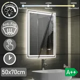 Aquamarin Verlag Aquamarin® LED Badspiegel - 50x70 cm, Beschlagfrei, Dimmbar, Energiesparend, mit Digitaluhr/Datum, 3000-7000K - Badezimmerspiegel, LED Spiegel, Li...