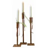 Loberon Kerzenständer-Set Viverto Eisen Antikbraun