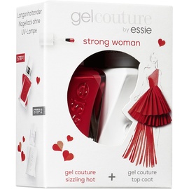 essie Nagellack gel couture Routine Geschenkset strong woman (Nr. 470 sizzling hot, rot, 13, 5 ml + gel couture top coat, 13, 5 ml)