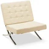 MCombo Sessel Relaxsessel mit / Ohne Hocker, Liegesessel, PU-Leder Edelstahl - creme