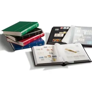 Leuchtturm Briefmarken Einsteckbuch BASIC, 64 schwarze Seiten, Einband unwattiert in Rot, DIN A4