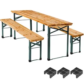 Tectake tectake® Bierzeltgarnitur, 3-teilig, klappbar, beschichtetes Stahlgestell mit soliden Scharnieren, robustes Tannenholz mit Schutzlackierung