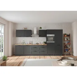 Küchenzeile Meran ohne Geräte ca. 360 cm Grau/Eiche Dekor