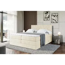 altdecor Boxspringbett mit Matratze, Topper Polsterbett mit Bettkasten Velanto-bz KING | Beige Monolith | 140x200