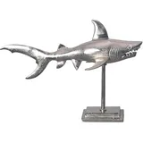 KADIMA DESIGN Dekofigur Hai Aluminium Silber Maritim 70 cm mit Sockel, Design in Silbern 70x27x49 cm