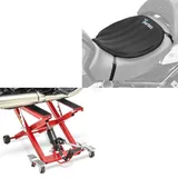 Set: Motorrad Hebebühne Midlift XL bis 500kg in rot ConStands mit Gel Sitzkissen Neopren L Gelkissen Sitzauflage sw