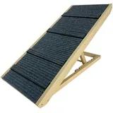 ORHEYA Hundetreppe Auto Klappbar Haustiertreppe aus Holz Tiertreppe mit Anti-rutsch Einsatz für Haustiere Einstiegshilfe für Kofferraum, Höhenverstellbar Autorampe bis zu 100 kg