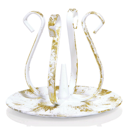 Kerzenhalter Eisen weiß/gold Höhe 11 cm für Kerzen Ø 4 - 5 cm, für Taufkerzen, Kommunionkerzen