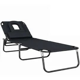 Outsunny Sonnenliege 190 x 56 x 28 cm schwarz klappbar