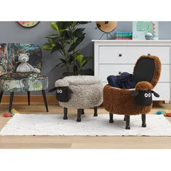 Hocker Felloptik mit Stauraum grau Schafhocker SHEEP