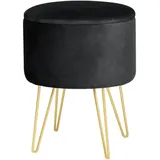 Akord Pouf LILI Samt 35 x 45 cm Schwarz