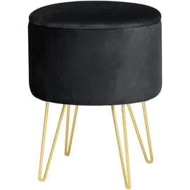 Akord Pouf LILI Samt 35 x 45 cm Schwarz