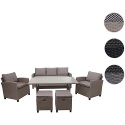 Poly-Rattan Garnitur HWC-E95, Garten-/Lounge-Set Sitzgruppe, Spun Poly halbrundes Rattan ~ grau-brau