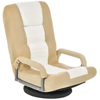 Costway Relaxsessel, Bodensessel mit verstellbarer Rückenlehne,drehbar beige|weiß