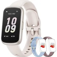 Smartwatch Damen Herren 3 Armbänder, 1,47'' Klein Fitness Tracker Aktivitätstracker Pulsuhr SpO2 Schlaftracker Schrittzähler Sportuhr für Andro... - Schwarz