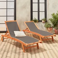 Sweeek 2er-Set Sonnenliegen aus Holz
