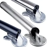 Stahlia Tischbein klappbar 870mm Edelstahl-Optik Ø50mm höhenverstellbare Tischbeine Möbelfuß Tischfuß Verstellfuß für Klapptische inkl. Befestigungsmaterial