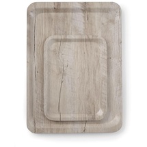 HENDI Serviertablett, AmberBox, Schock- und bruchfest, flachem Rand, Gastro Tablett, Tablett, 240x340mm, Melamin, Holz hell