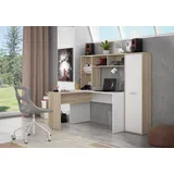 Forte ERIADU Moderner Schreibtisch 170 180, Großzügiger Schreibtisch, Home Office, Büro, Computertisch, Holzwerkstoff, Sonoma Eiche Holzdekor/Weiß, 173 cm breit x 152 cm hoch x 116 cm tief