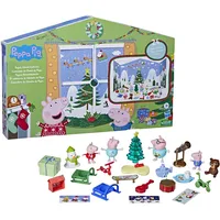 Peppa Pig Peppa's Kids Adventskalender, enthält 24 Überraschungsspielzeug, 4 Urlaubs-Peppa Pig Familienfiguren, ab 3 Jahren