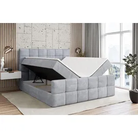 altdecor Boxspringbett mit Matratze und Lattenrost - - BRUGO -Z - 160x200 cm - Grau Monolith - Boxbett, Fußteil, Topper, Polsterbett mit Bettkaste... - Hellgrau