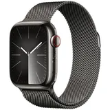 Apple Watch Series 9 GPS + Cellular 41 mm Edelstahlgehäuse graphit, Milanaise Armband graphit S/M