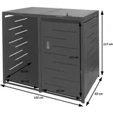 Mendler Mülltonnenverkleidung mit Brennholzregal HWC-E83, Mülltonnenbox, erweiterbar 117x132x82cm 52kg ~ anthrazit, Stahl