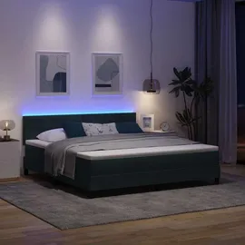 vidaXL LED Boxspringbett mit Matratze Dunkelgrün 180 x 200 cm Samt